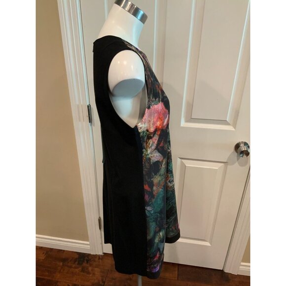 Ted Baker Black Multicolor Floral Patterned Sheath Dress W/ Draped Side, Size 4 - Picture 5 of 7